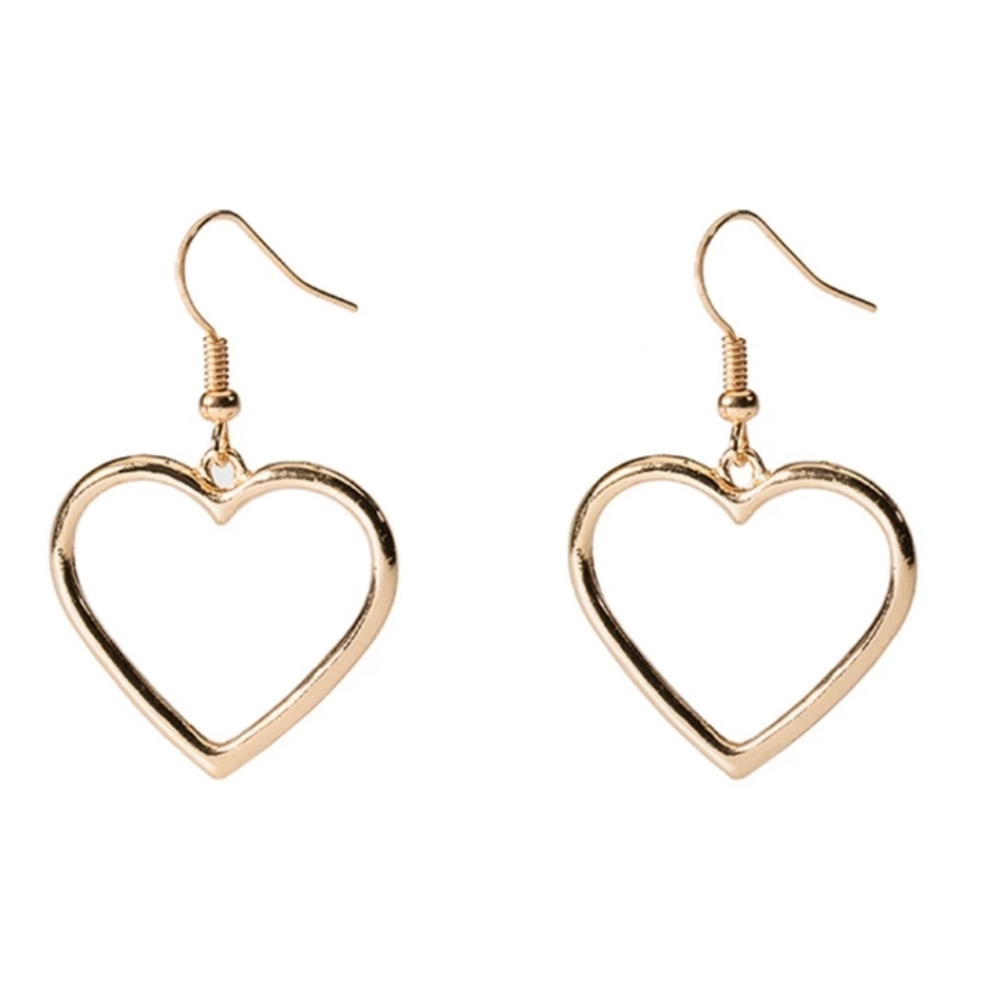 Gold Hollow Heart Drop Earrings Set - Picture 3 of 4
